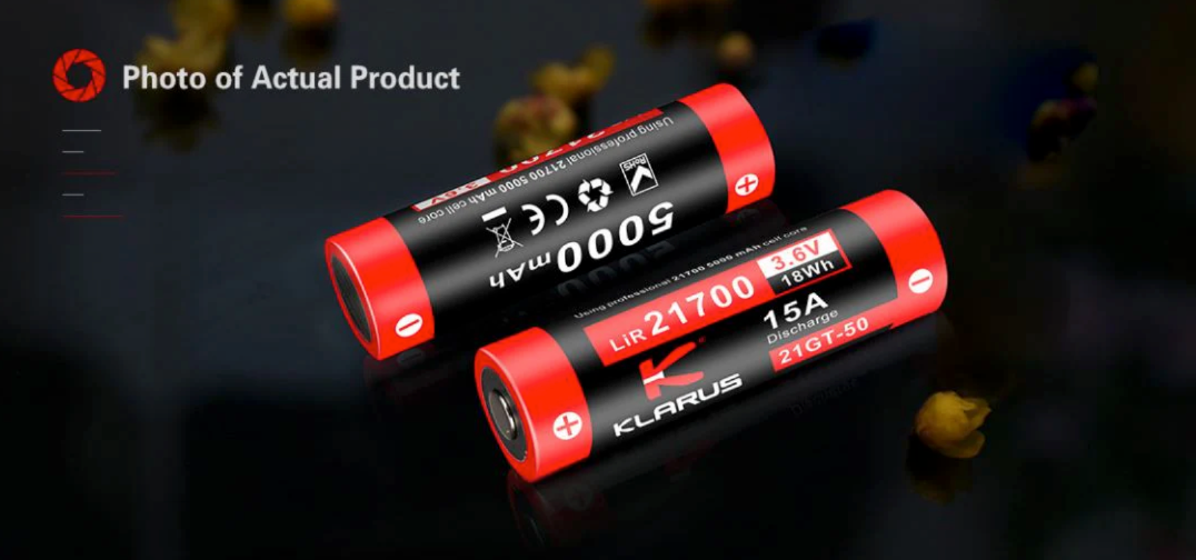 KLARUS: 21GT-50 Rechargable Battery, 21700 5000 mAh Cell Core