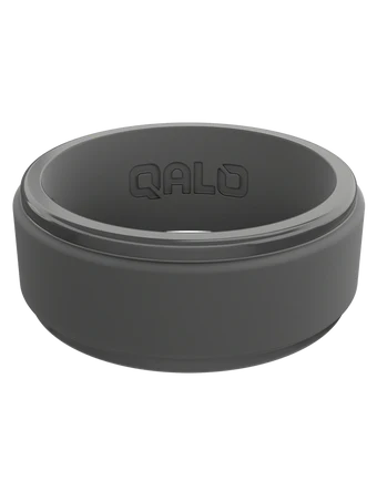 Qalo-Men's Polished Step Edge Silicone Ring-Charcoal