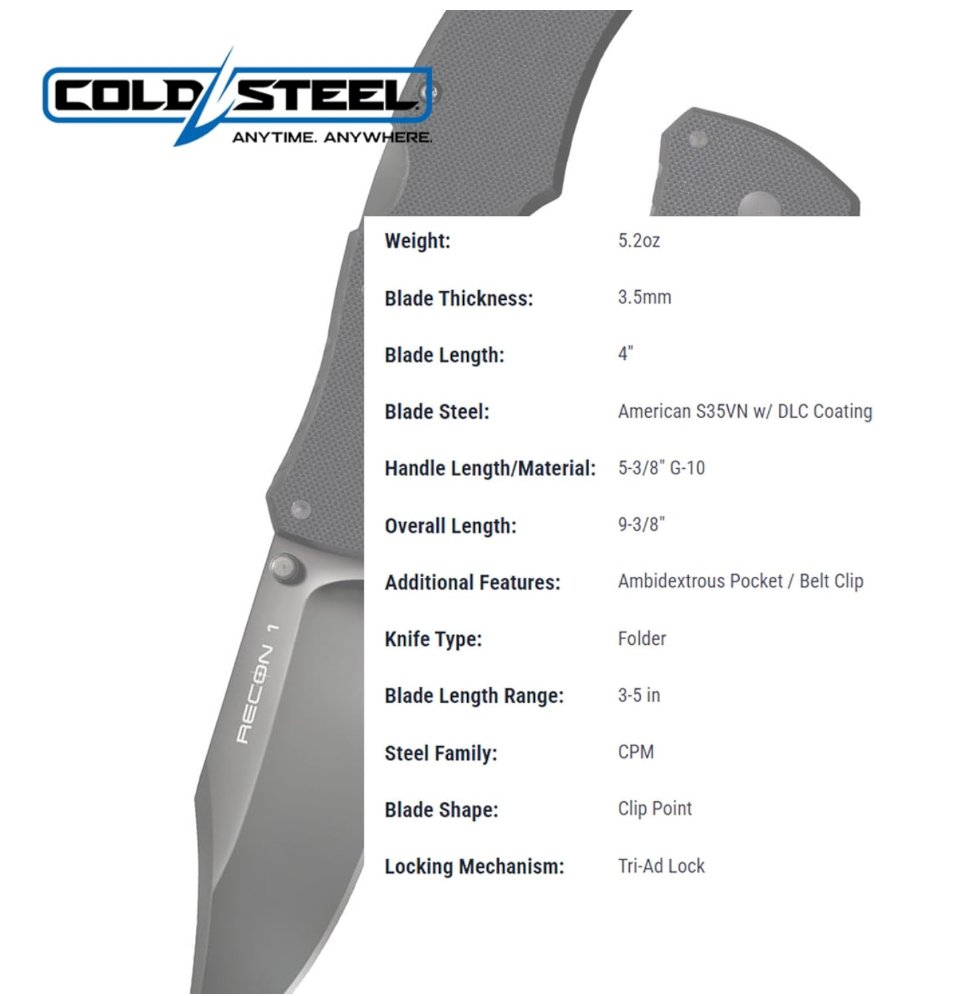 Cold Steel - RECON 1 CLIP POINT BORD PLAIN (S35VN)