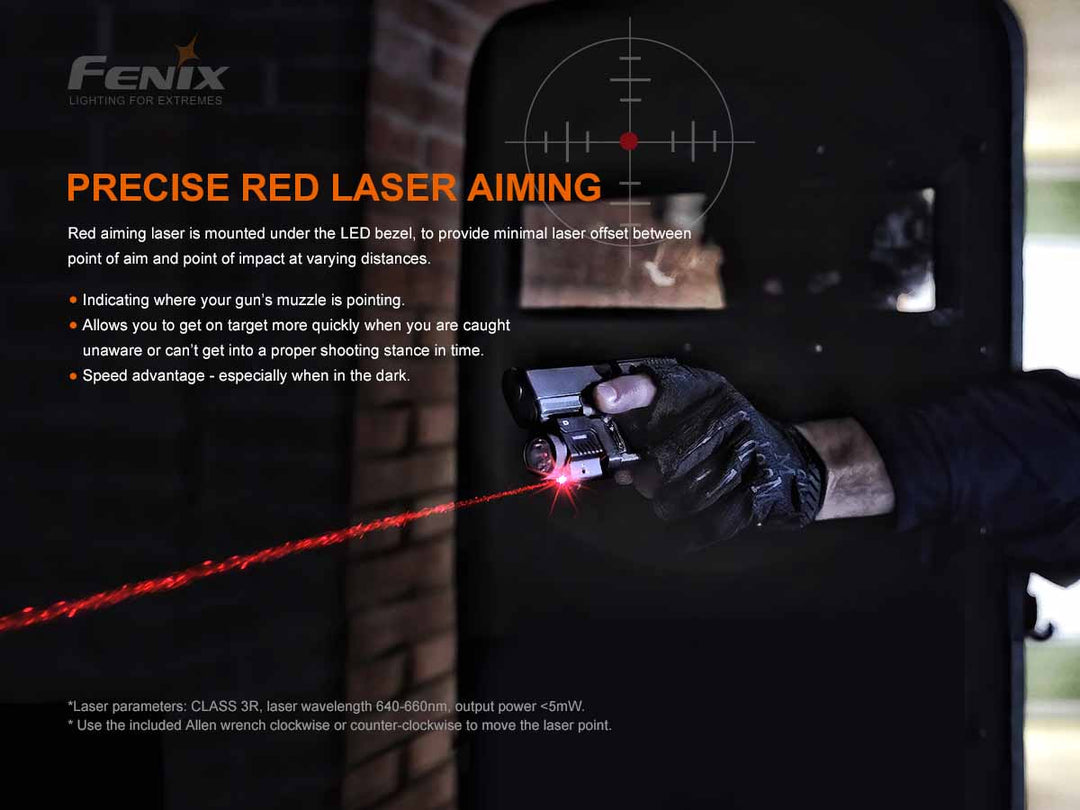 Lampe d'arme tactique Fenix ​​GL22 avec visée laser rouge 750 lumens