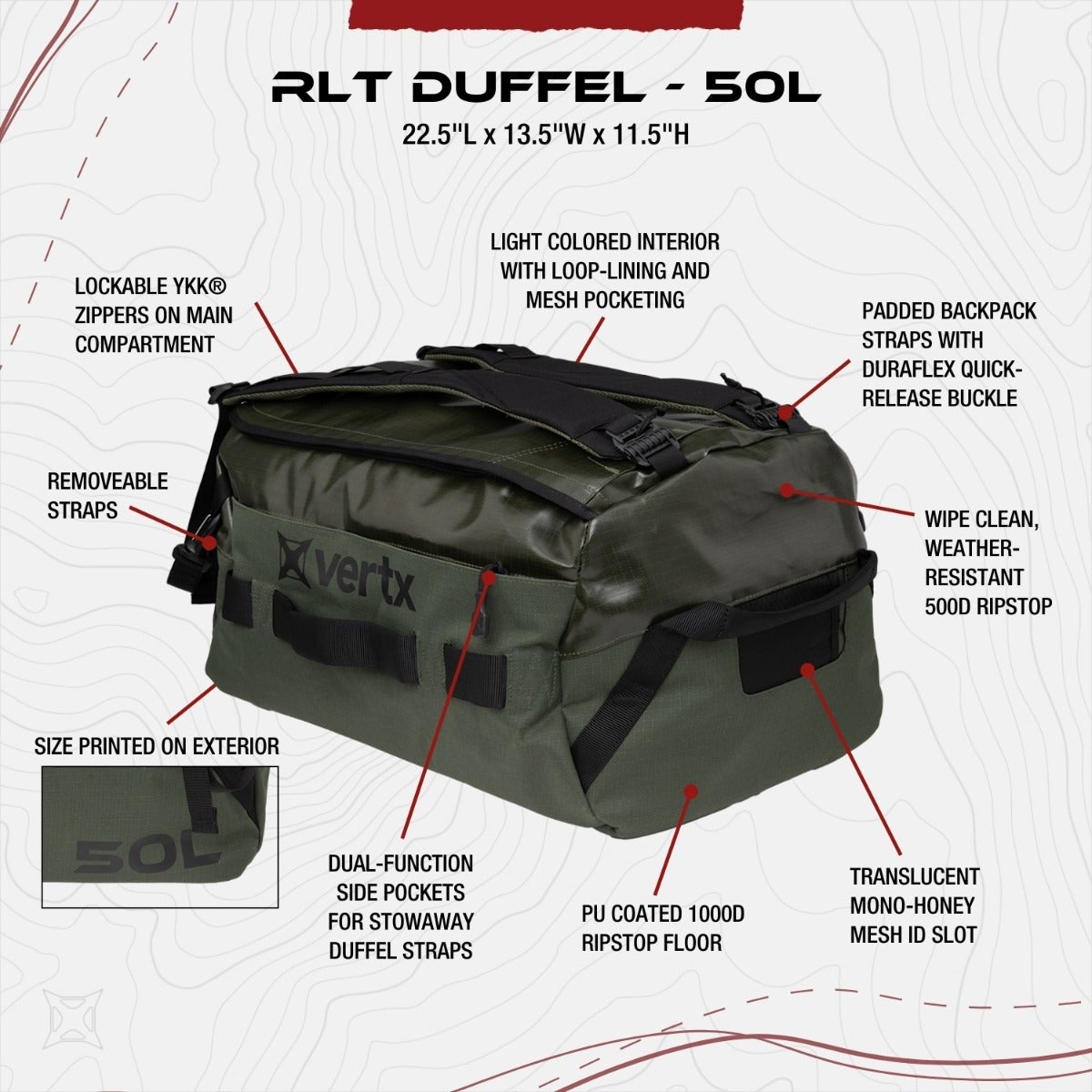 Vertx -RLT 50L Duffel Bag