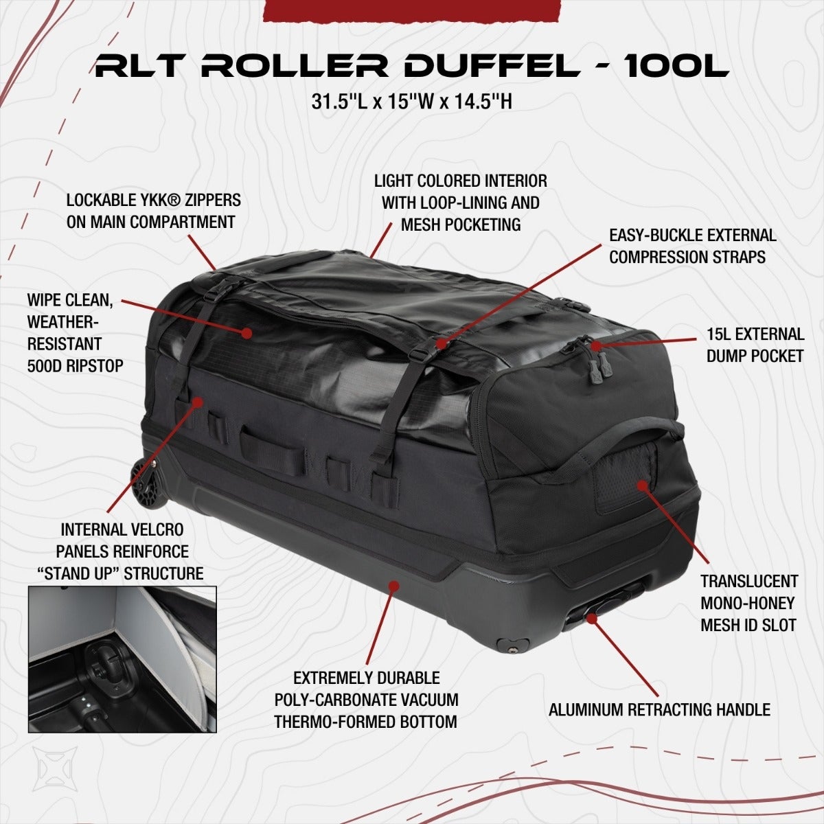 Vertx -RLT 100L Duffel Bag Roller